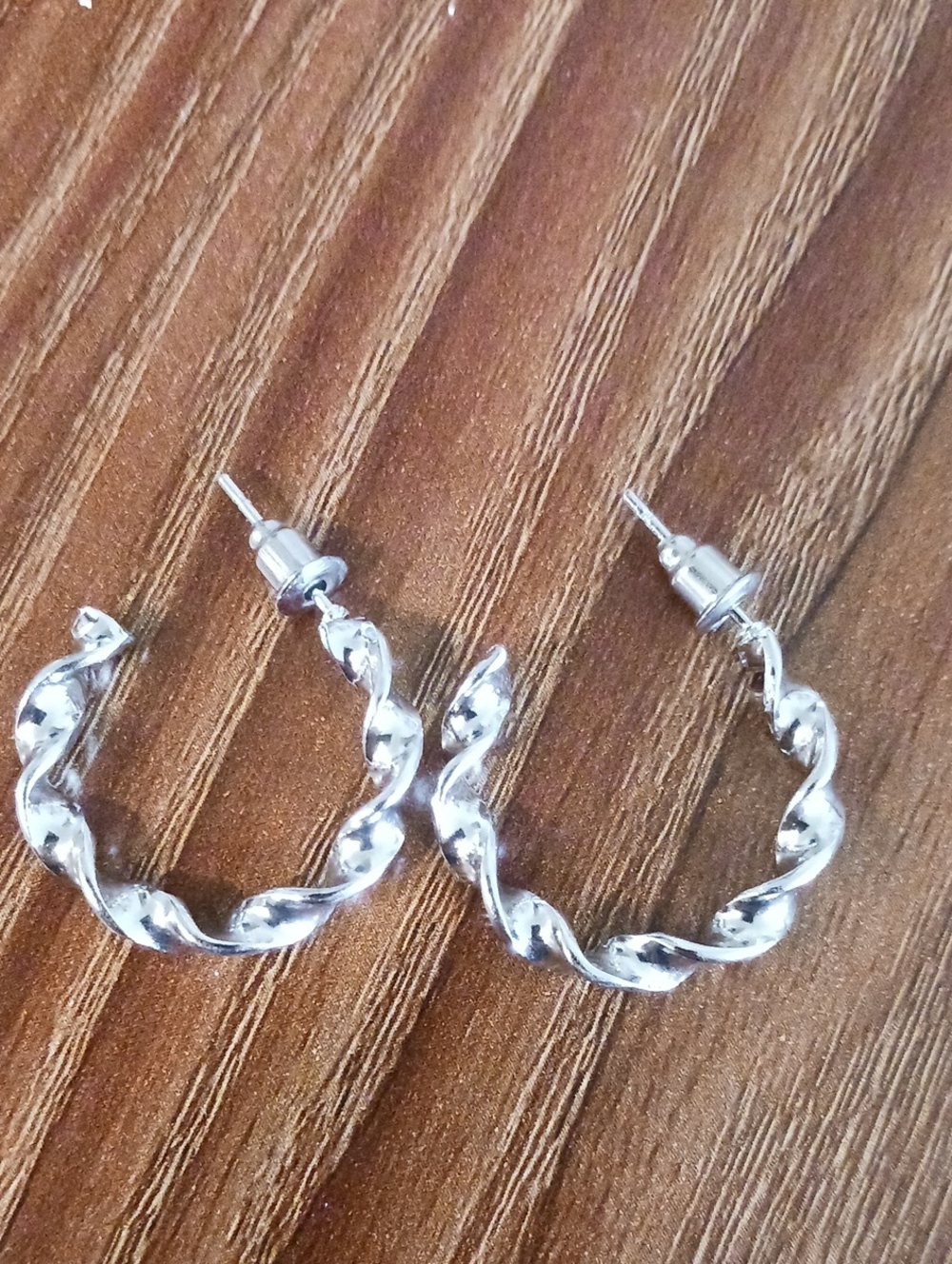 Silver Twisted Hoop Earrings  Women Jewelry